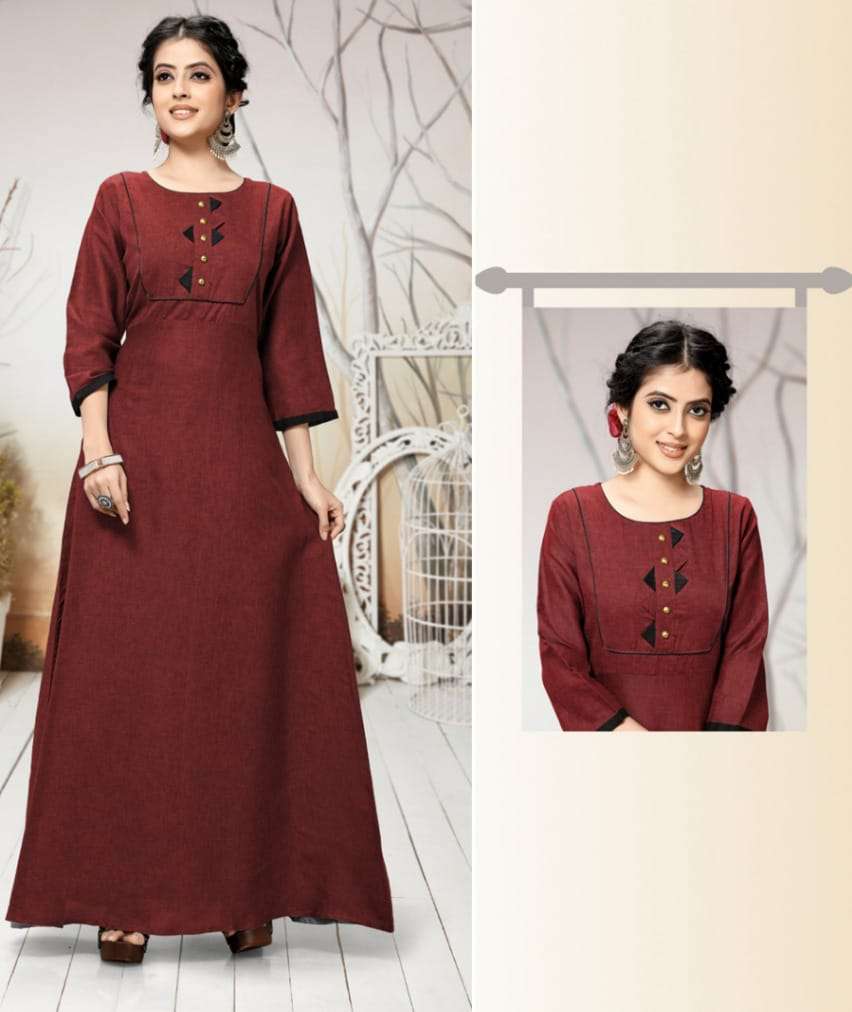 VASTRA MODA PRESENTS VM 240 RAYON TWO TONE GOWN M TO XL